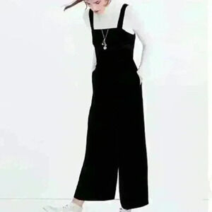 Madewell Crushed Velvet Wide Leg Jumpsuit Size 00 Cropped Casual Stretch Comfy